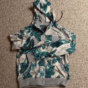 Kavu Teal Leaf Print Hoodie
